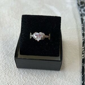 Silver Ring W/Heart Shaped Diamond